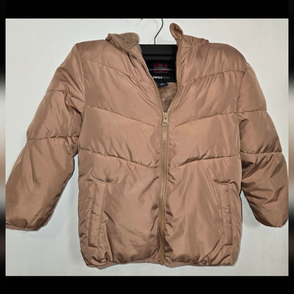 Swiss Tech Tan Fur Hooded Puffer  Jacket/Coat Boys 5T
